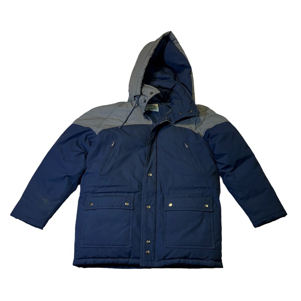 VINTAGE Schott mens M Medium blue gray full zip down fill winter jacket EUC